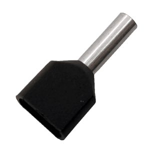 Duo zwarte adereindhuls voor twee 1,5 mm² kabels.